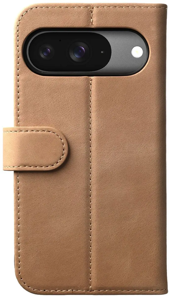 Rosso Elite 200147 Hoesje Google Pixel 9/9 Pro - Echt Leer Lichtbruin - 3 Pasjes