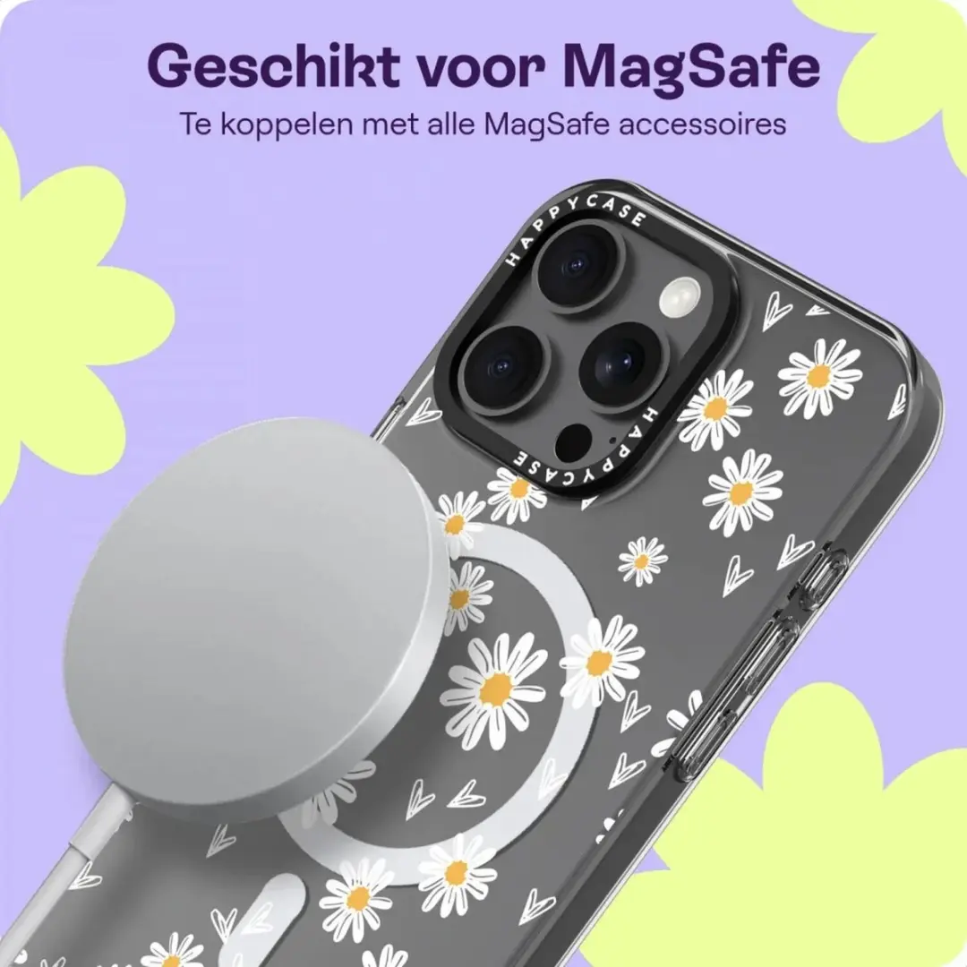 HappyCase Joy Hoesje iPhone 16 Pro Daisy Hearts - MagSafe