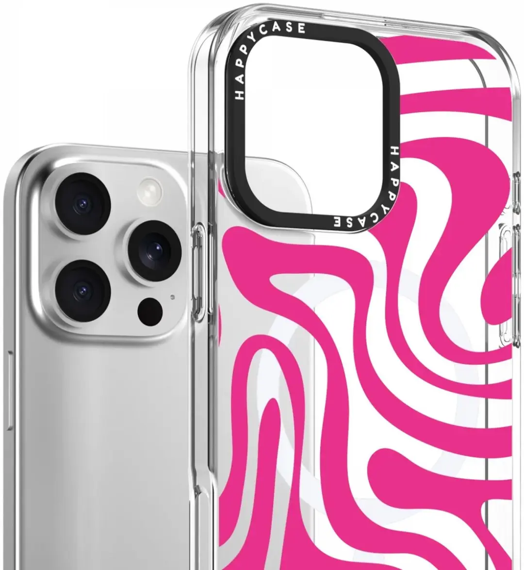 HappyCase Joy Hoesje iPhone 16 Pro Max - MagSafe Roze Wavy Swirl
