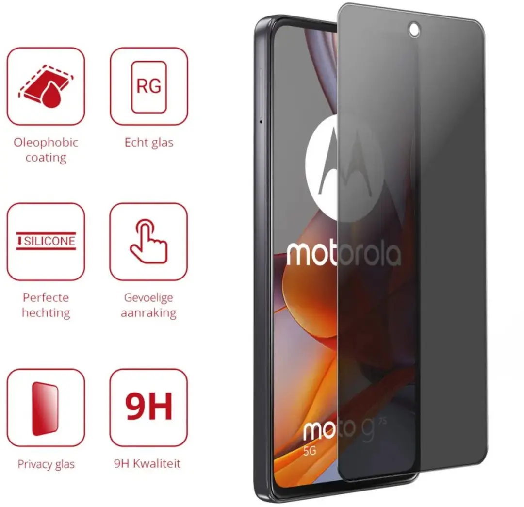 Rosso Privacy Screen Protector Motorola Moto G75 - 9H Glas - Case Friendly