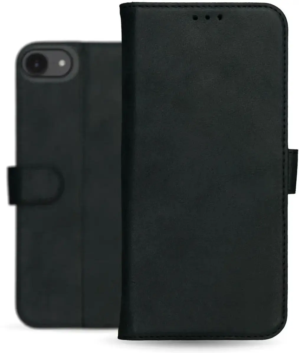 Rosso Deluxe Echt Leer Hoesje iPhone 16/17 - 3 Pasjes - Zwart