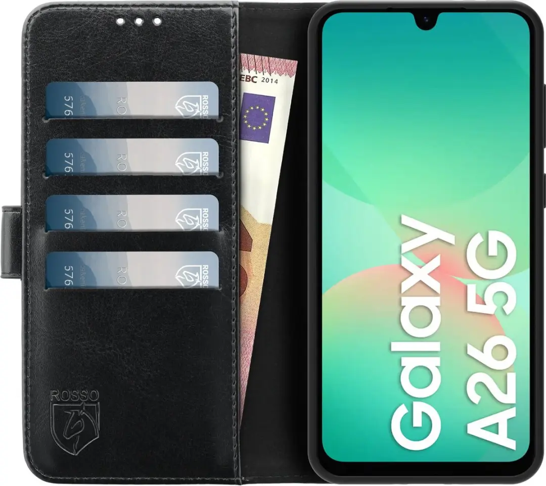 Rosso Element Wallet Book Case 208812 - Samsung Galaxy A26 - 3 Pasjes - Zwart