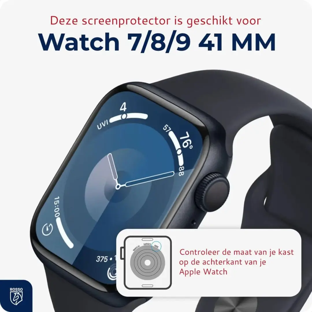 Rosso Smartwatch Protector Apple Watch 41mm - 2 Stuks - Transparant/Red