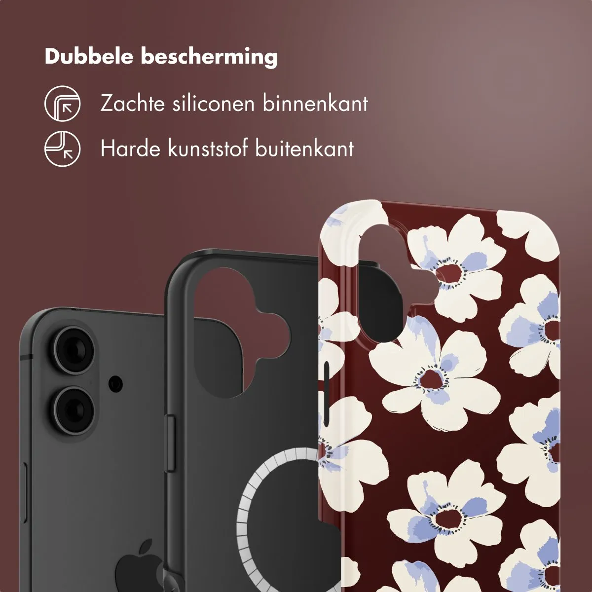 Selencia Hoesje iPhone 16 Choco Flower Pop - MagSafe