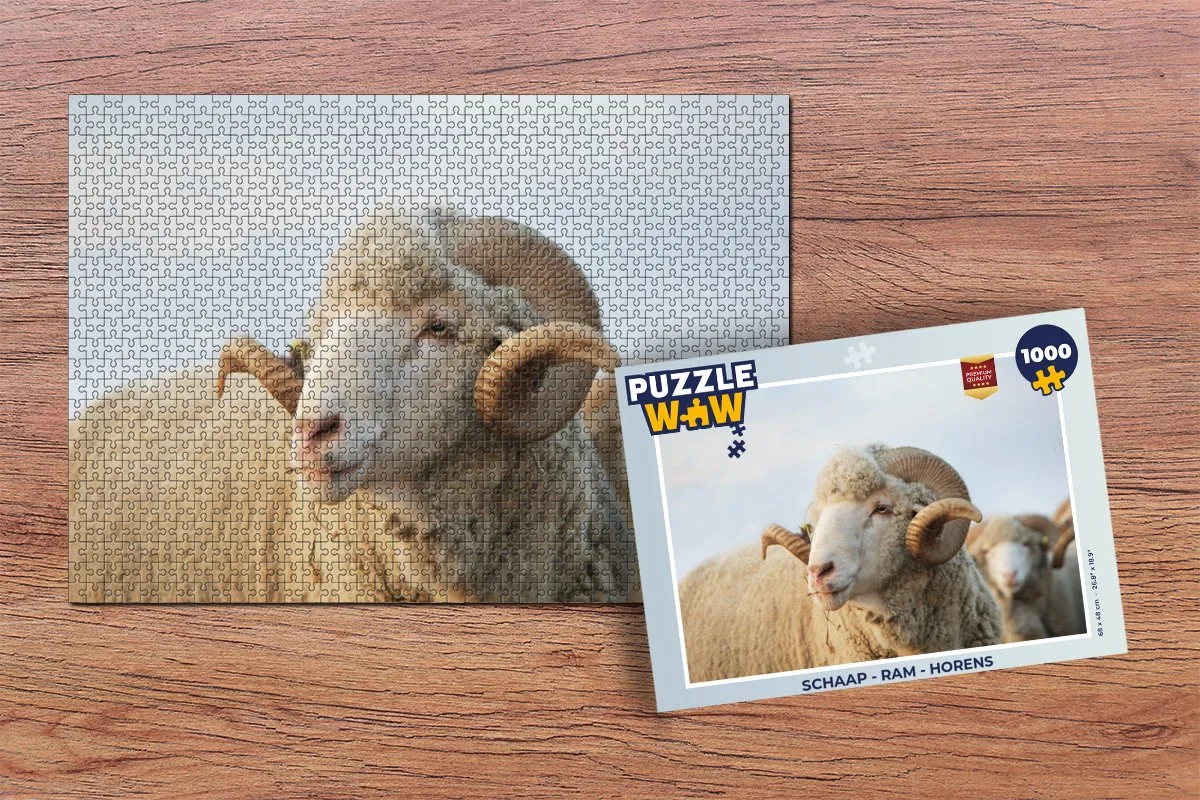 PuzzleWow Schaap Ram Horens Legpuzzel 1000 Stuks - Multicolor
