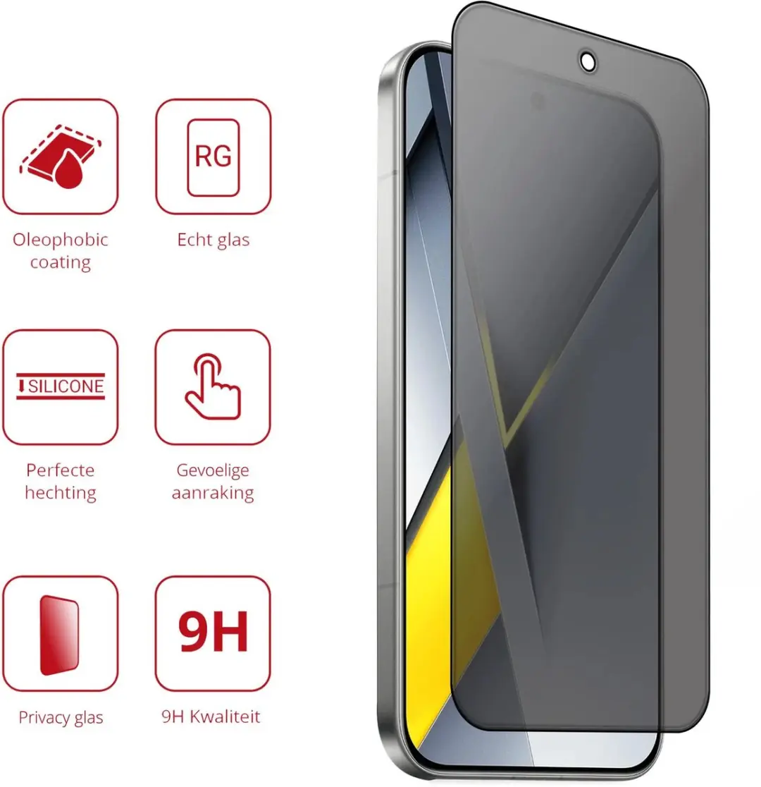 Rosso Privacy Screen Protector Xiaomi Poco F8 Pro - 9H Glas - Case Friendly