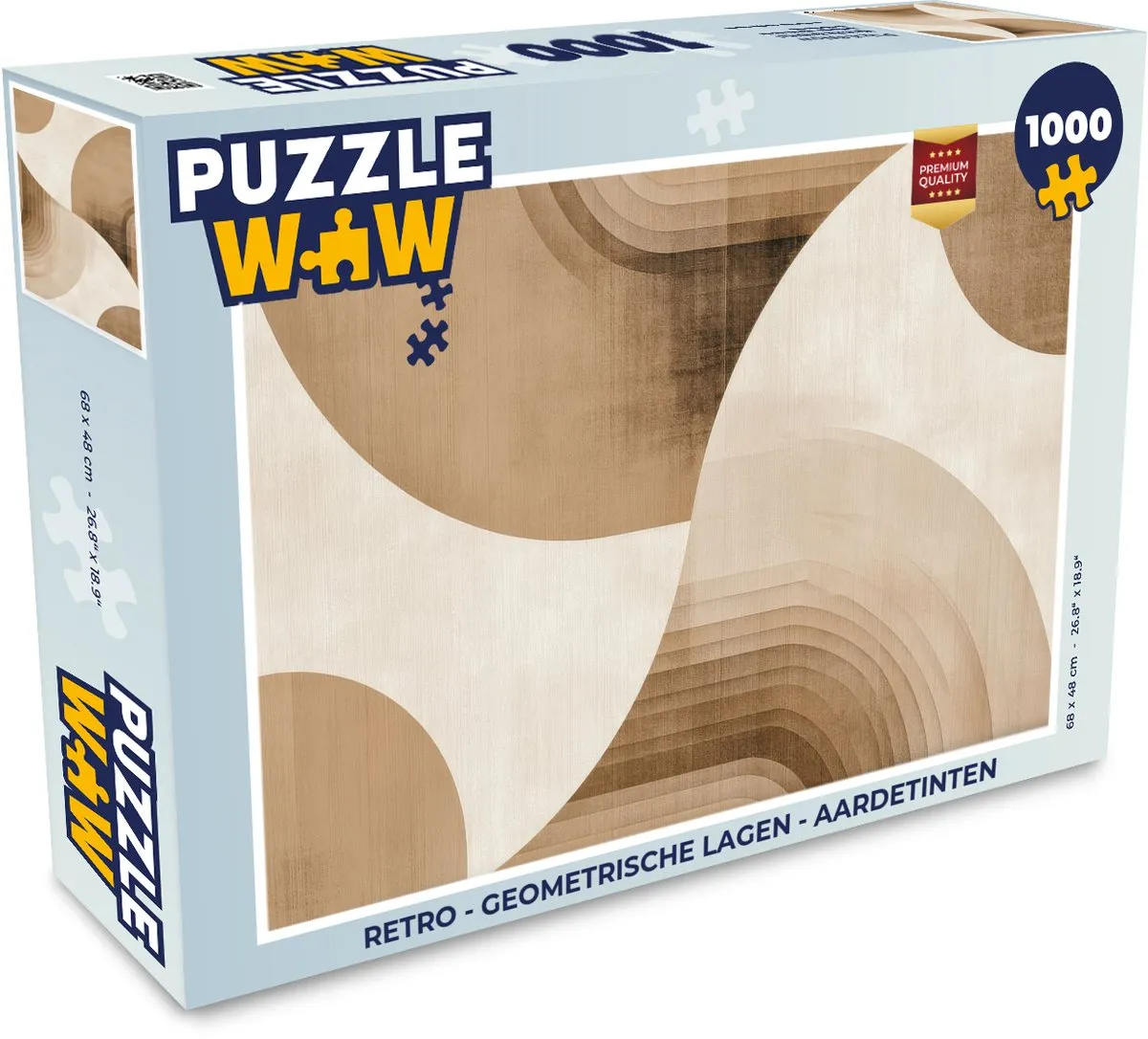 PuzzleWow Retro Geometrische Lagen Legpuzzel 1000 Stuks - Aardetinten
