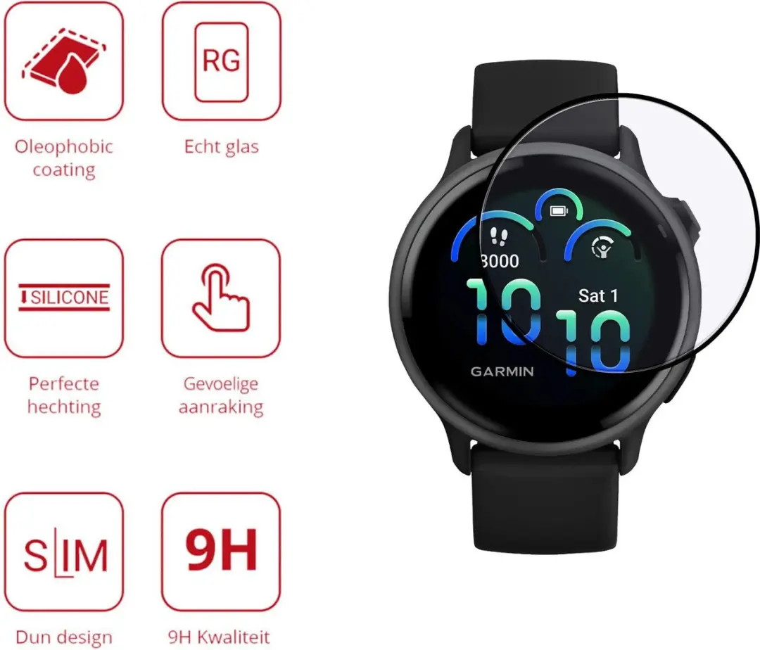 Rosso Hybrid Glass PMMA Screen Protector Garmin Vivoactive 6 - 3 Stuks