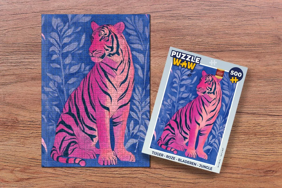 PuzzleWow Tijger Jungle Legpuzzel 500 Stuks - Roze