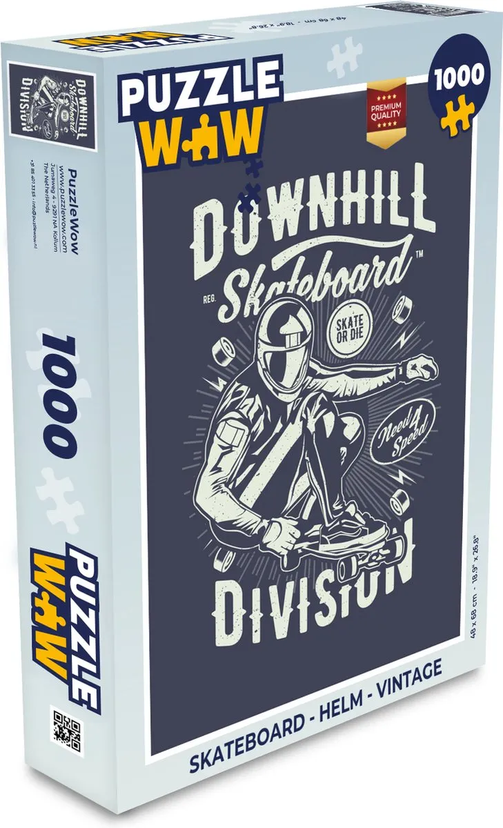 PuzzleWow Skateboard Helm Legpuzzel 1000 Stuks