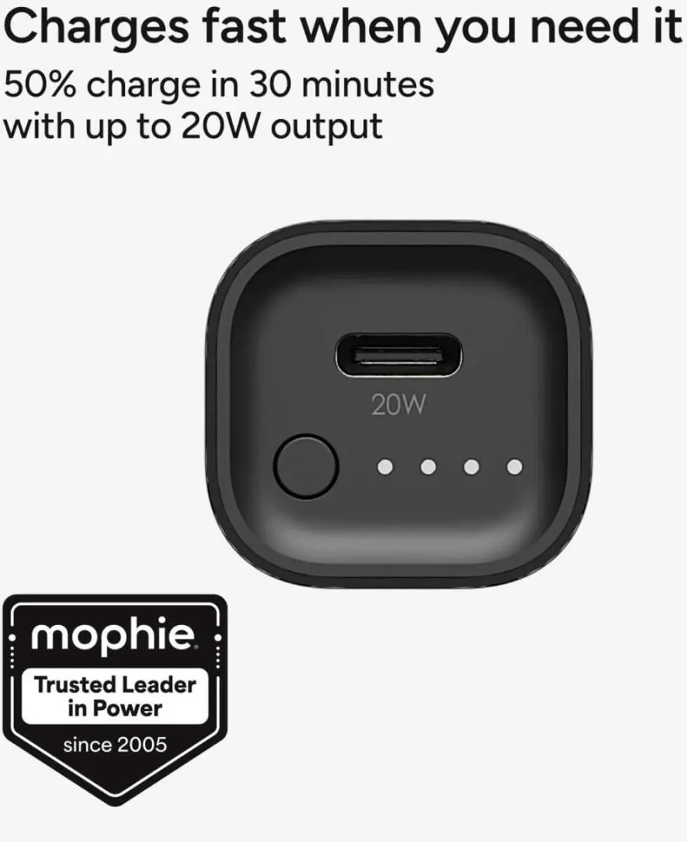 mophie Powerstation Mini 5000mAh Powerbank - 20W - Zwart - afbeelding 5 van 6