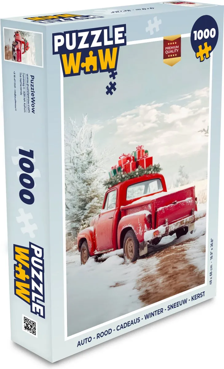PuzzleWow Auto Kerstpuzzel 1000 Stuks - Rood
