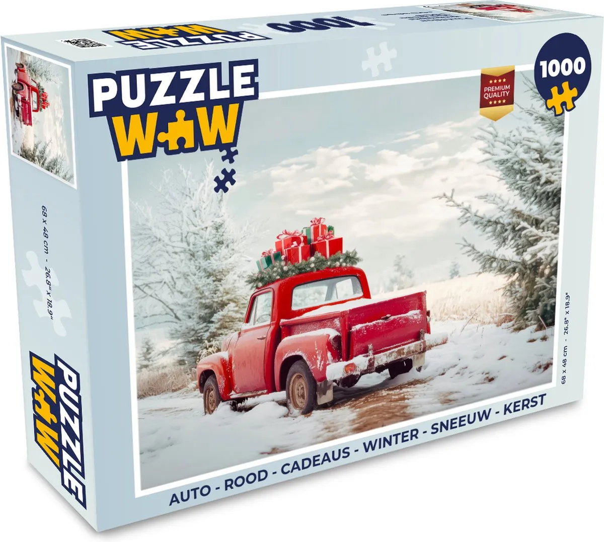 PuzzleWow Auto Kerstpuzzel 1000 Stuks - Rood
