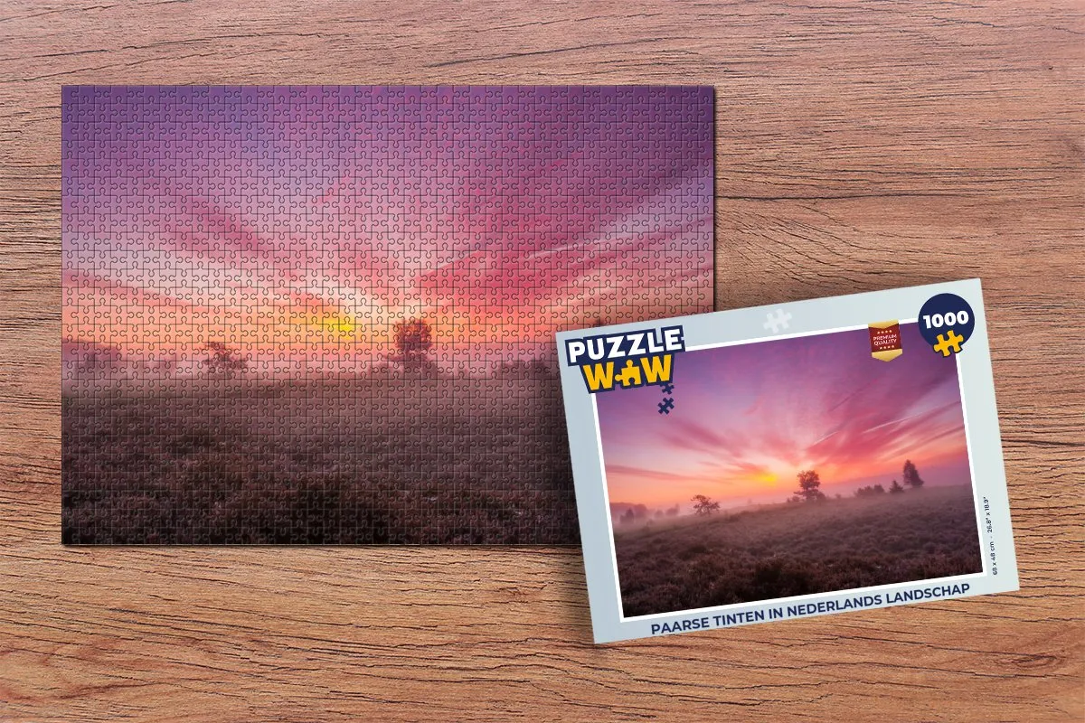 PuzzleWow Legpuzzel Paarse tinten Nederlands landschap 1000 Stuks - Multicolor