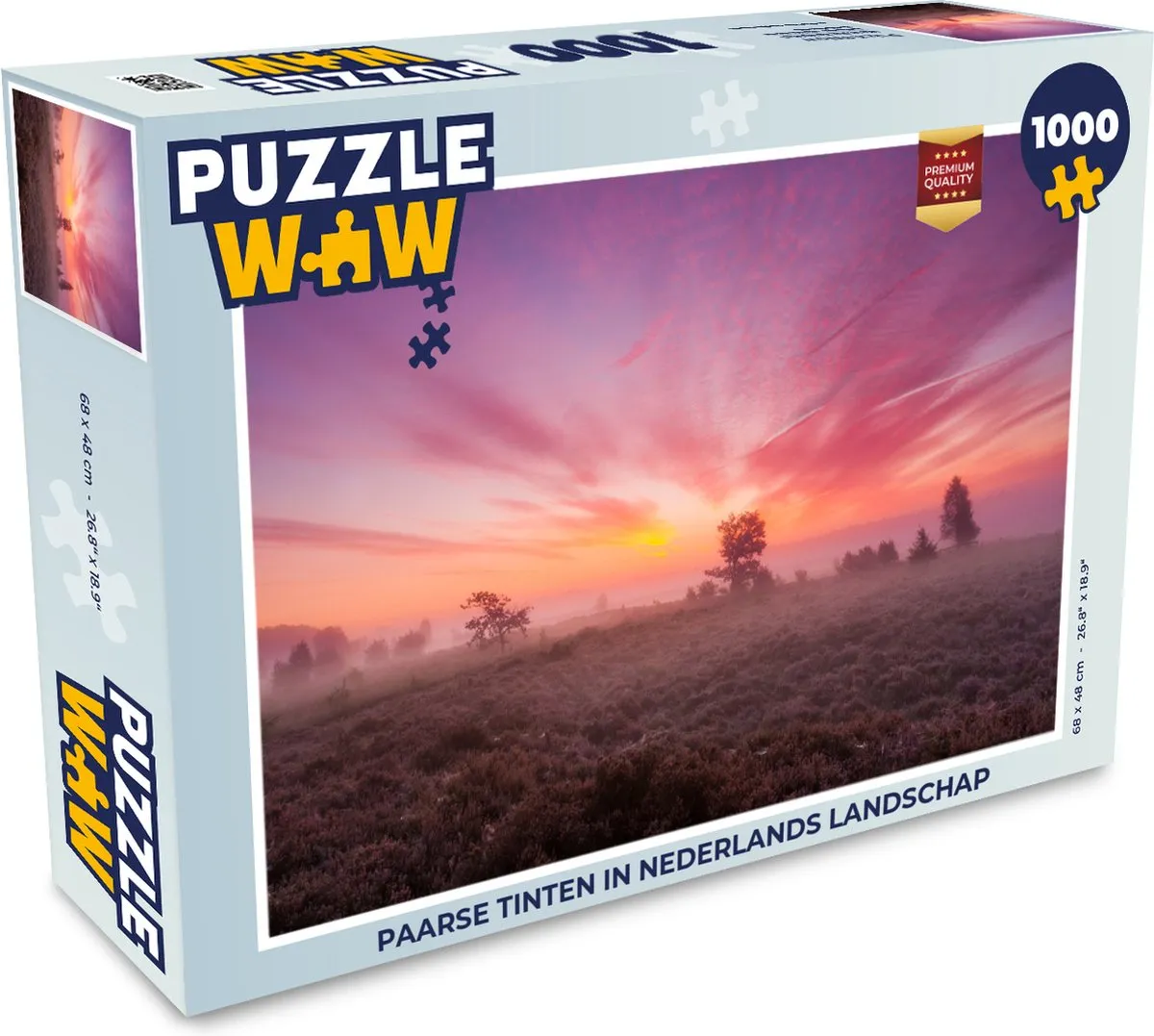 PuzzleWow Legpuzzel Paarse tinten Nederlands landschap 1000 Stuks