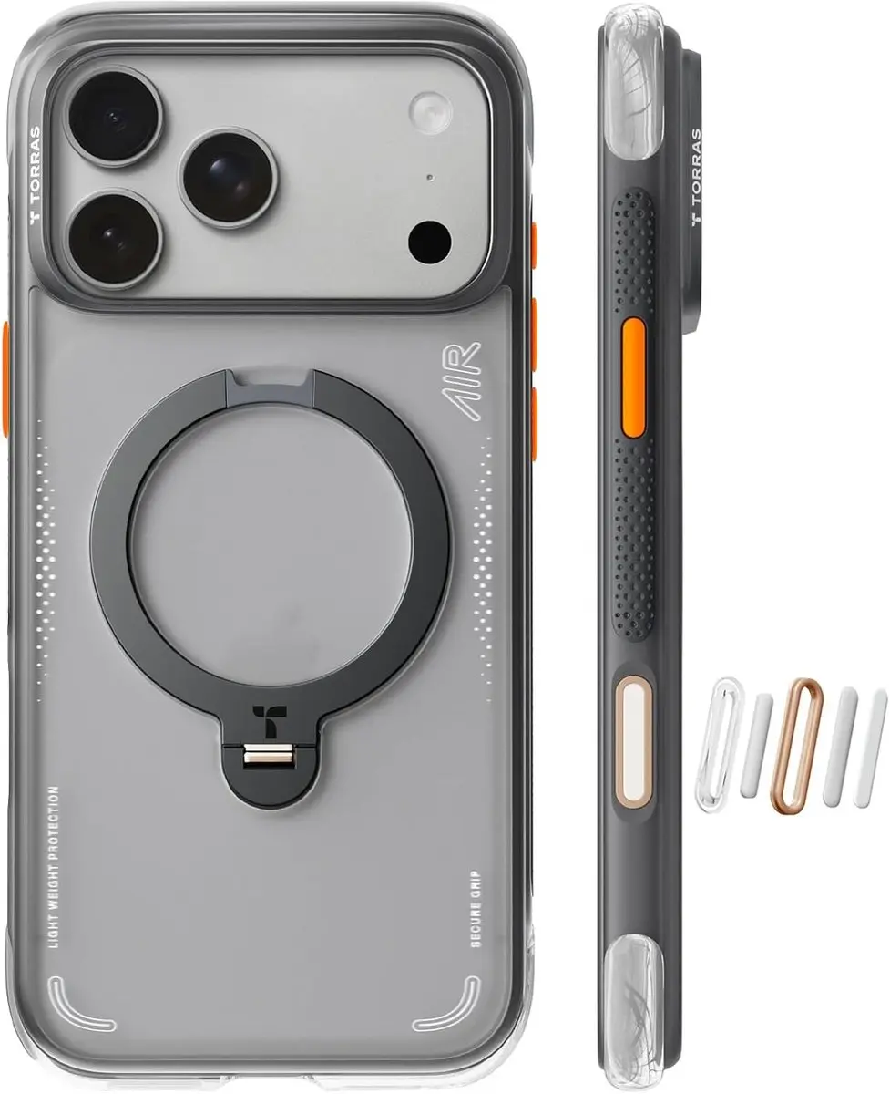 Torras Ostand Q3 Air Hoesje iPhone 17 Pro Max - MagSafe - Zwart