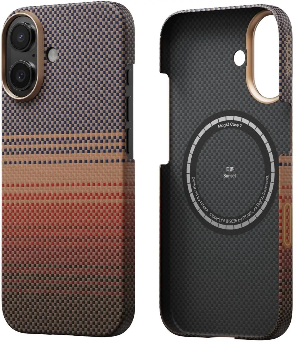 Pitaka Ultra-Slim Hoesje iPhone 17 - 600D Aramidevezel - Sunset Rood