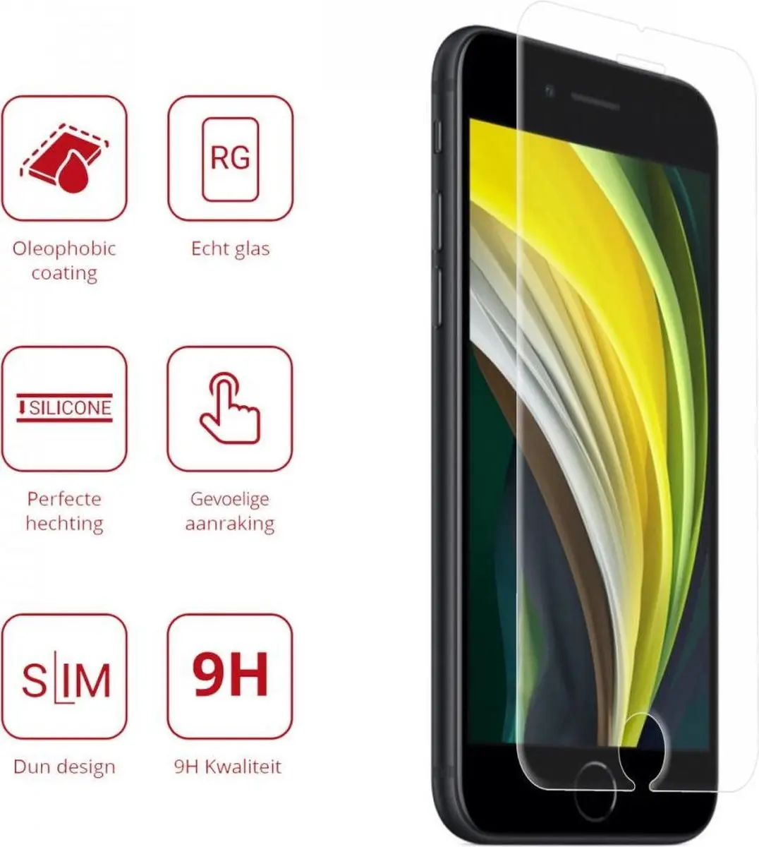 Rosso 9H Tempered Glass iPhone SE (2020/2022) Schermbeschermer