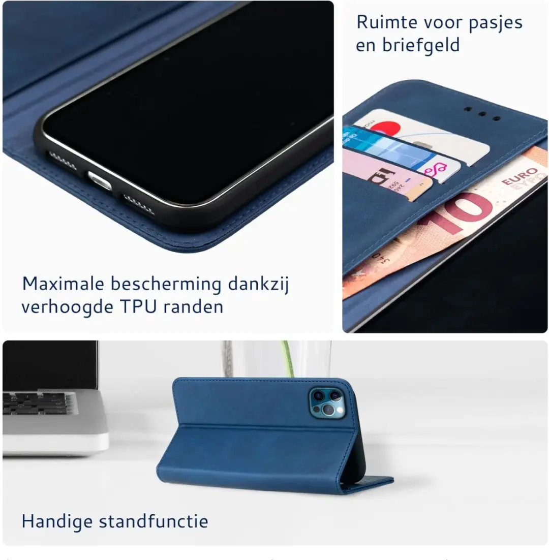 Rosso Element Book Case Wallet iPhone 12 Mini - 3 Pasjes - Blauw