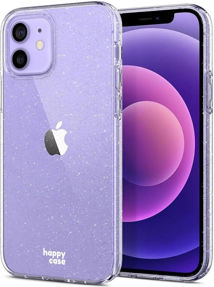 HappyCase iPhone 12/12 Pro TPU Glitter Hoesje - Transparant