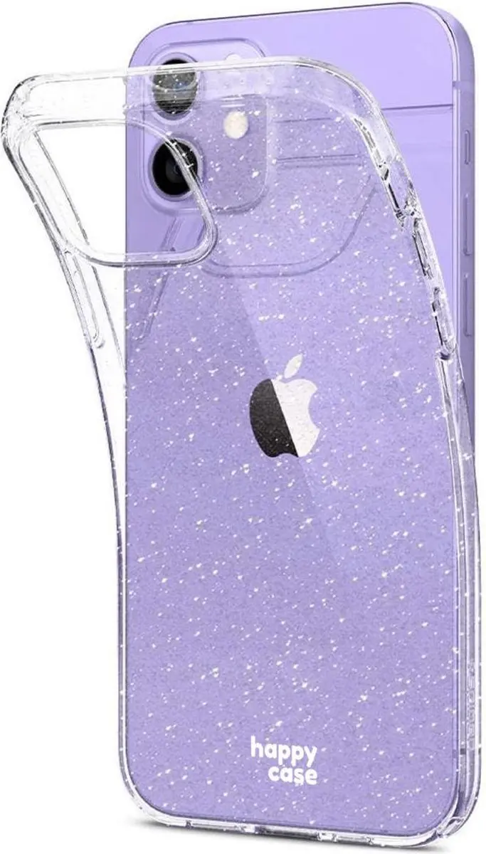 HappyCase iPhone 12/12 Pro TPU Glitter Hoesje - Transparant