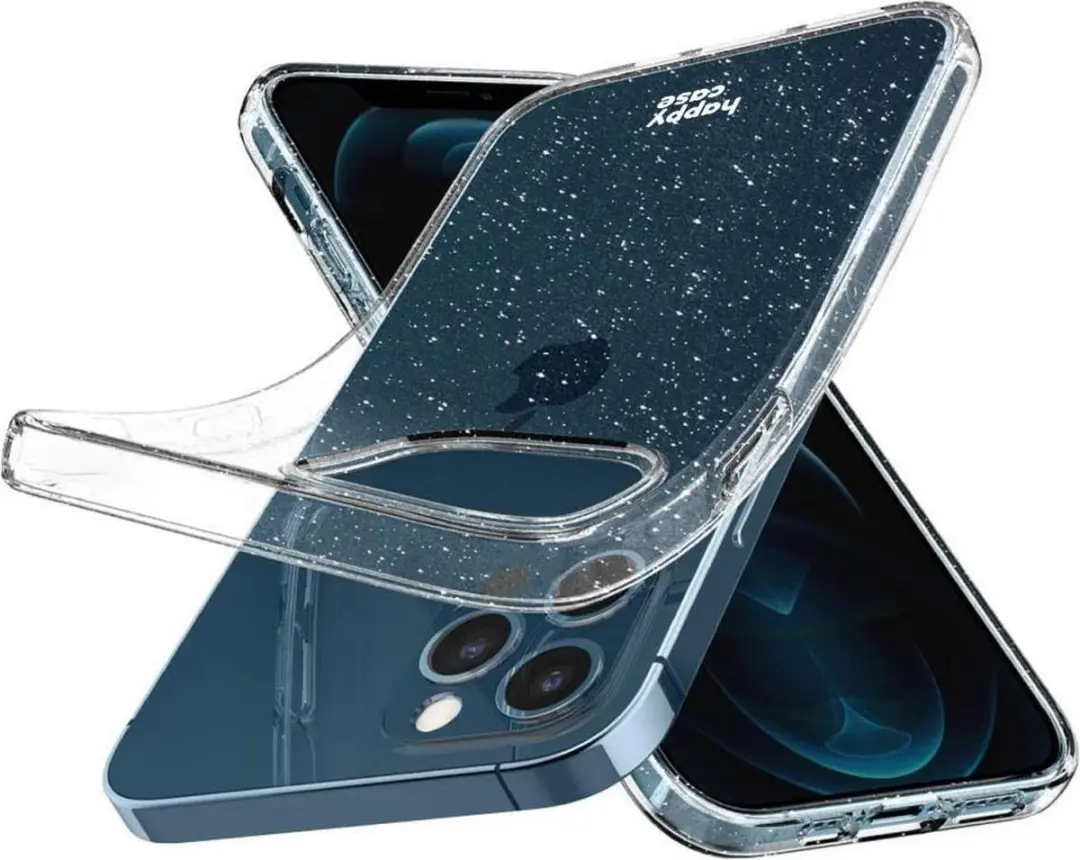 HappyCase iPhone 12/12 Pro TPU Glitter Hoesje - Transparant