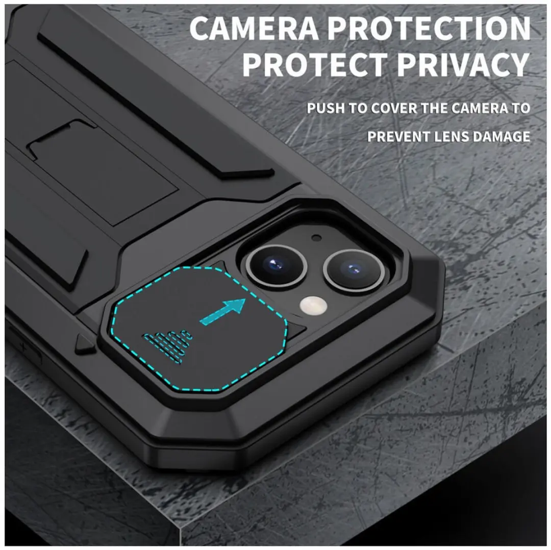 R-JUST Sliding Camera Bescherming iPhone 13 - Zwart