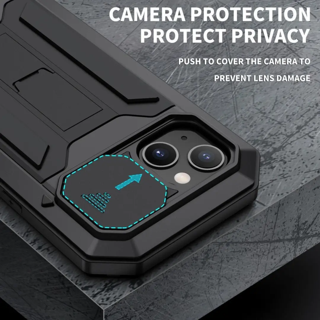 R-JUST Sliding Camera Bescherming iPhone 13 - Zwart
