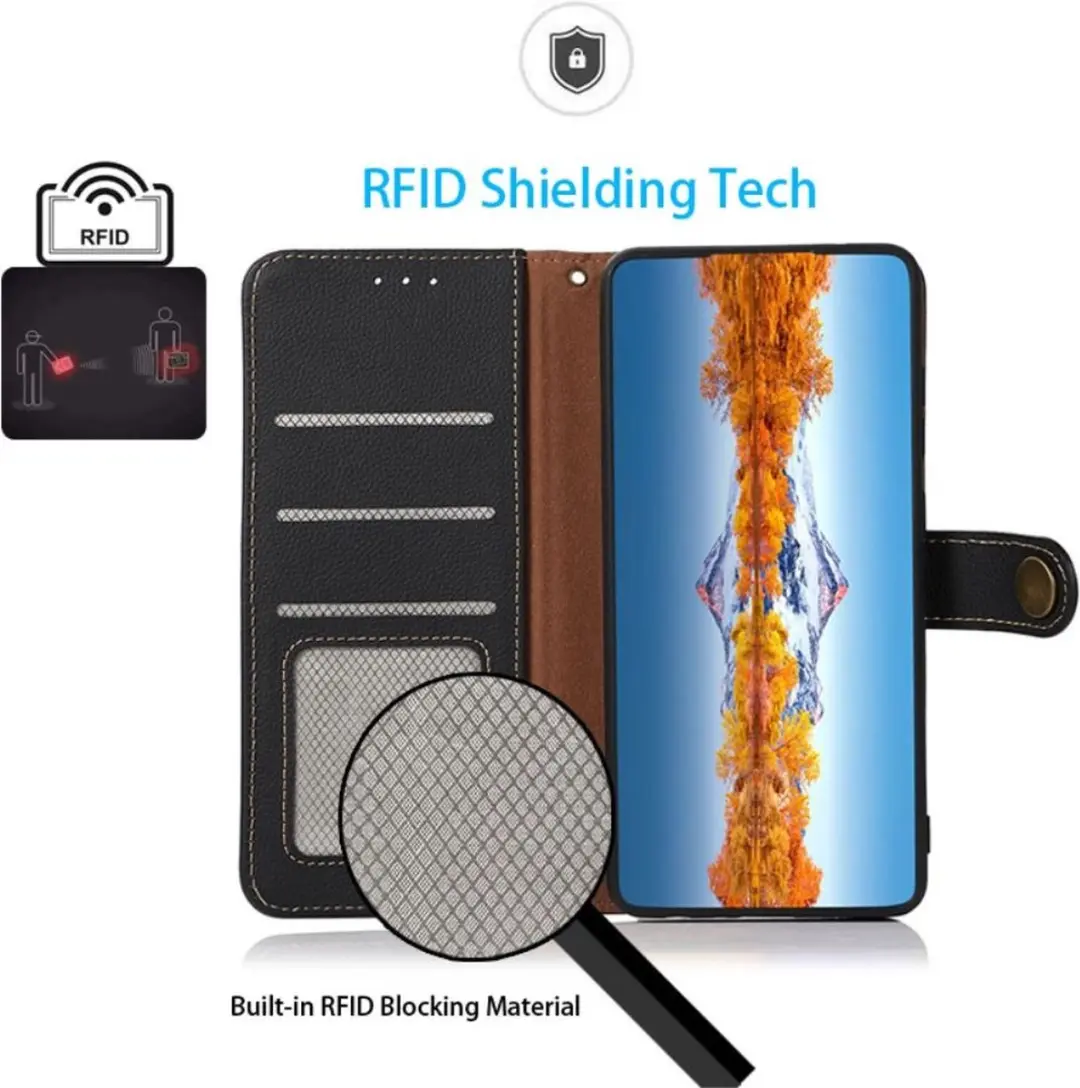 Khazneh Hoesje RFID Book Case Samsung Galaxy S22 Ultra - Zwart