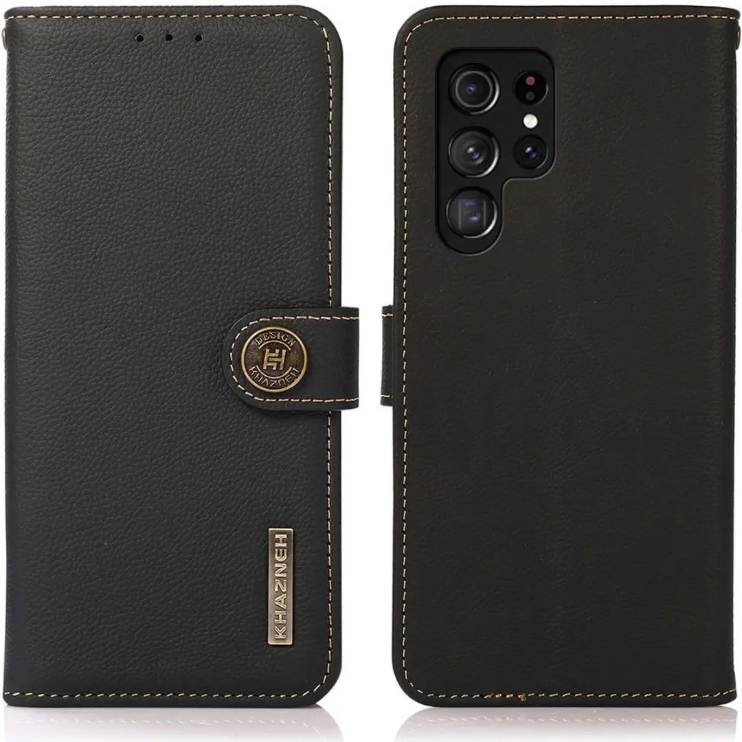 Khazneh Hoesje RFID Book Case Samsung Galaxy S22 Ultra - Zwart
