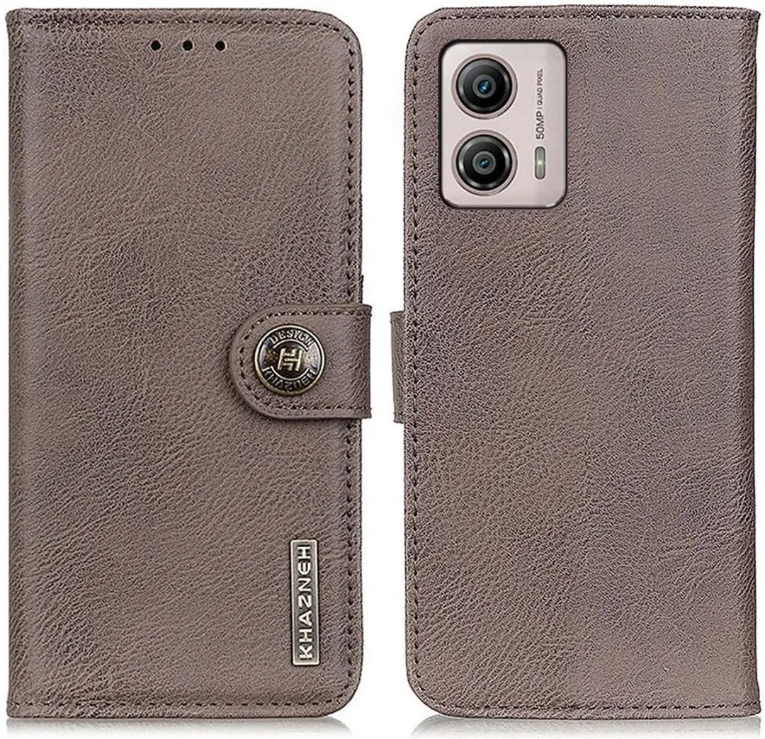 Khazneh Moto G53 Hoesje Portemonnee Book Case - Bruin
