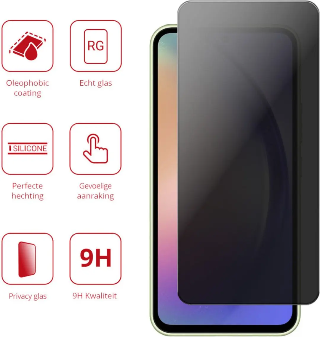 Rosso Privacy Screen Protector Samsung Galaxy A54 - 9H Glas
