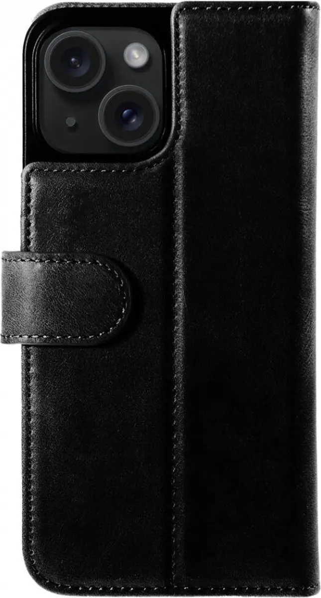 Rosso Elite 173723 Hoesje iPhone 15 - Echt Leer - 3 Pasjes - Zwart