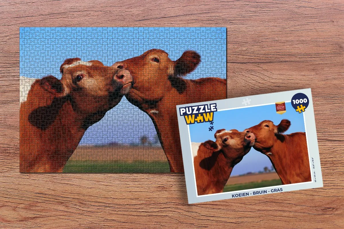PuzzleWow Koeien in het Gras Legpuzzel 1000 Stuks - Multicolor