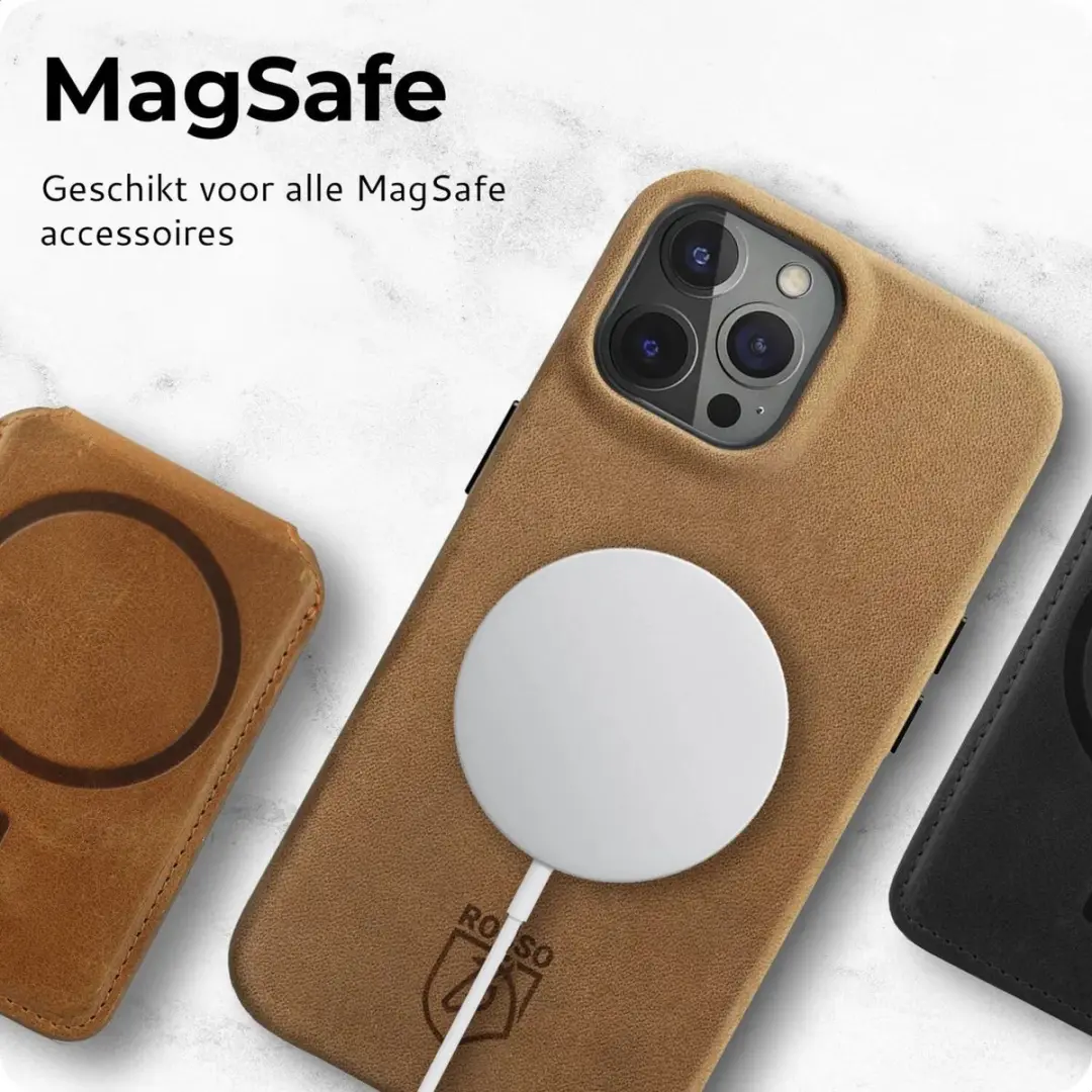 Rosso Elite 185744 Hoesje iPhone 15 Pro Max - Echt Leer - Lichtbruin