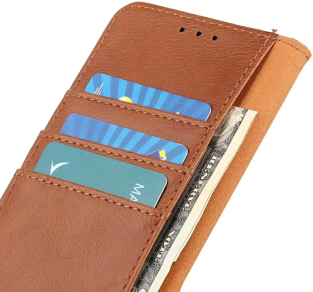 Khazneh Oppo A58 Book Case Hoesje - 3 Pasjes Bruin
