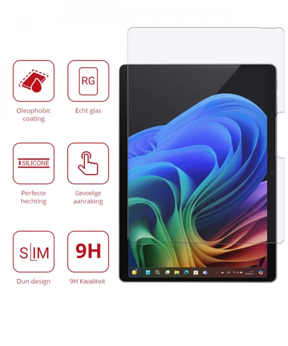 Rosso Screen Protector Microsoft Surface Pro 10/11 - 9H Glas - Transparant/Red