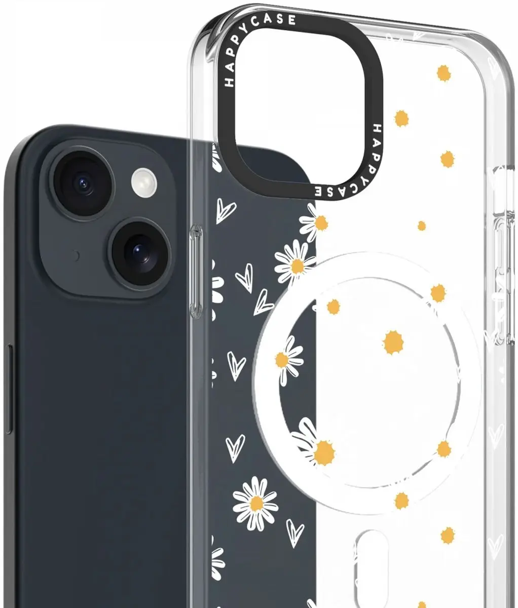 HappyCase Joy Hoesje iPhone 13/14 - Bloemen Daisy Hearts Print - MagSafe