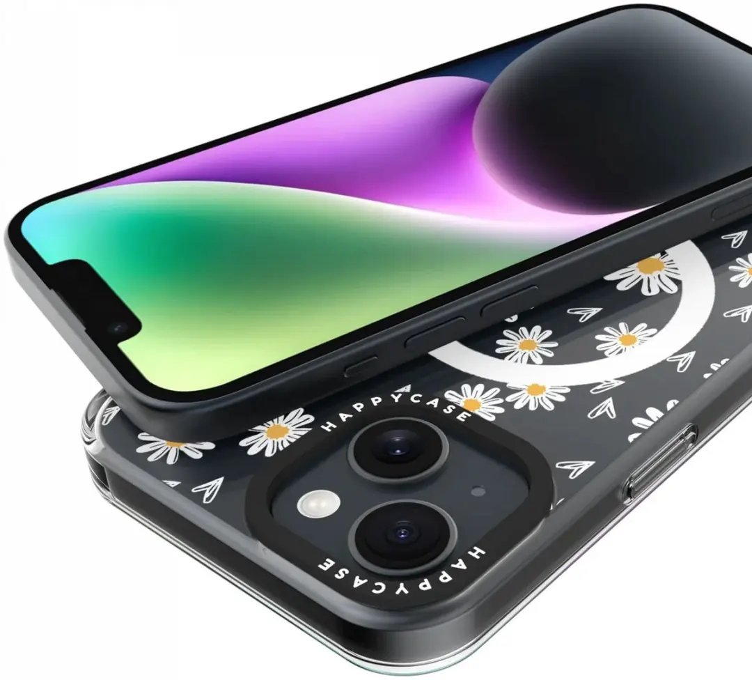 HappyCase Joy Hoesje iPhone 13/14 - Bloemen Daisy Hearts Print - MagSafe