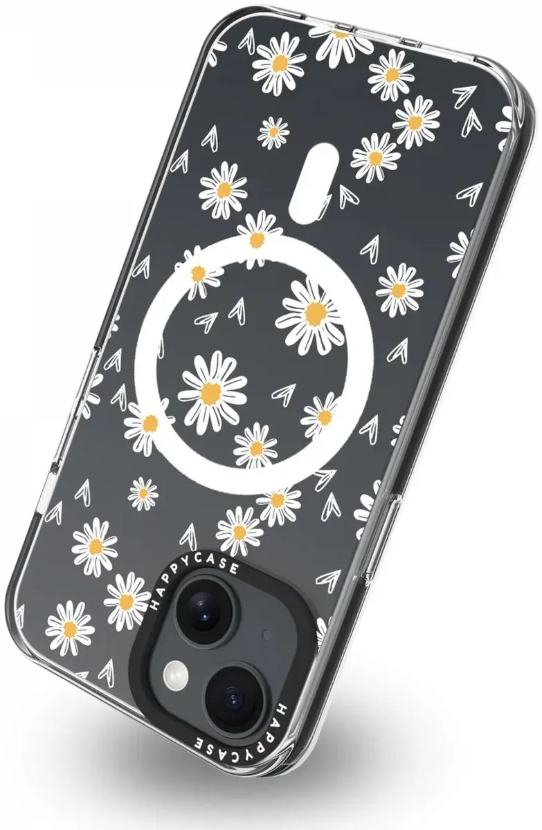 HappyCase Joy Hoesje iPhone 13/14 - Bloemen Daisy Hearts Print - MagSafe