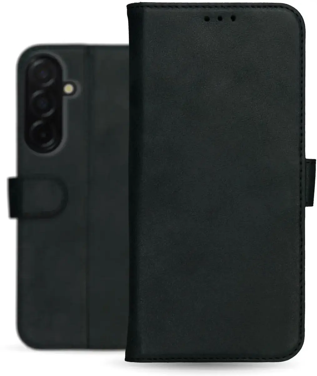 Rosso Deluxe Echt Leer Hoesje Samsung Galaxy A36 - 3 Pasjes - Zwart
