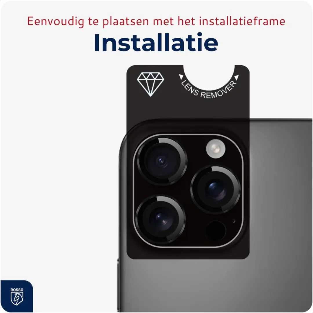 Rosso Camera Frame Protector iPhone 14 Pro/Pro Max - 9H Glas - Zwart