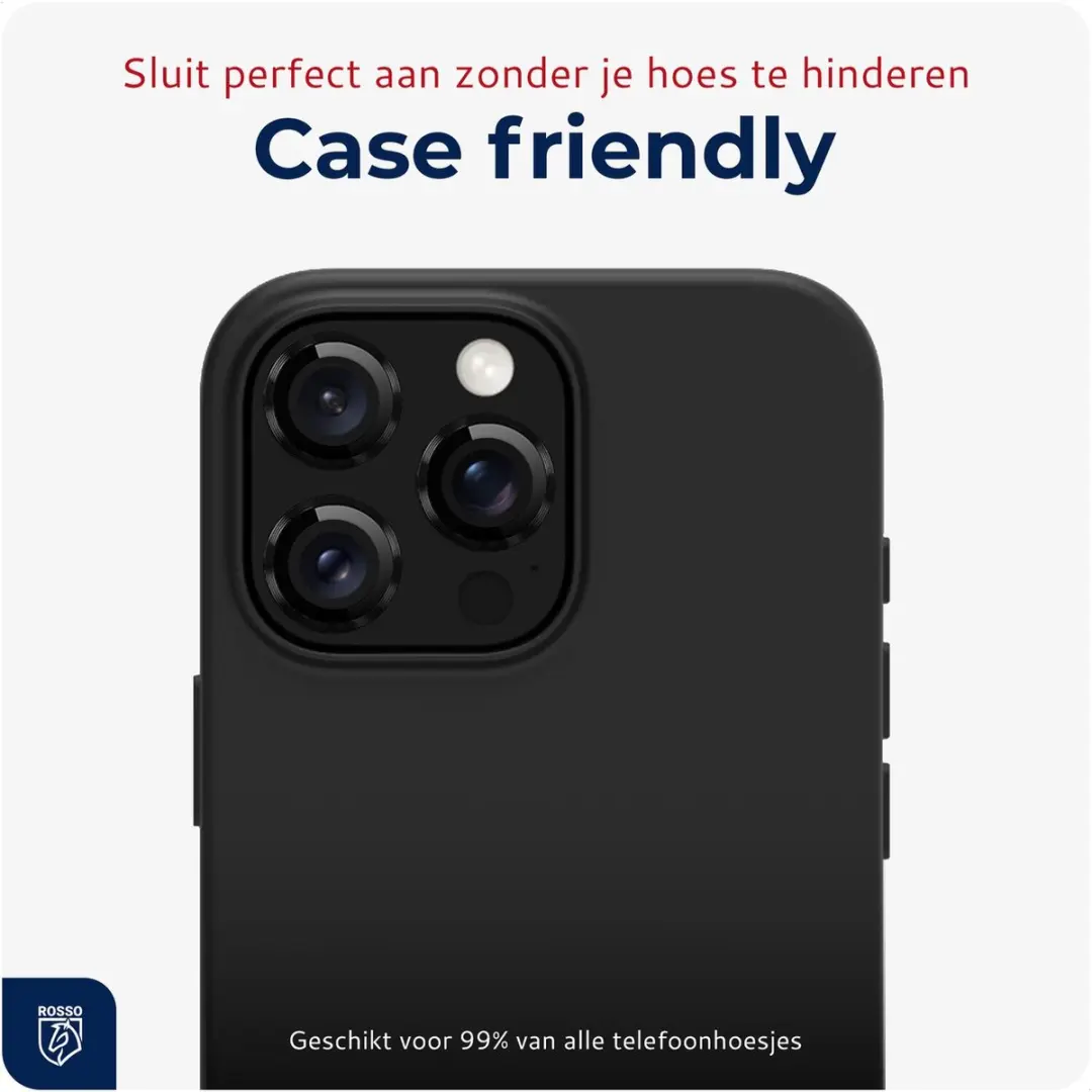 Rosso Camera Frame Protector iPhone 14 Pro/Pro Max - 9H Glas - Zwart - afbeelding 6 van 6