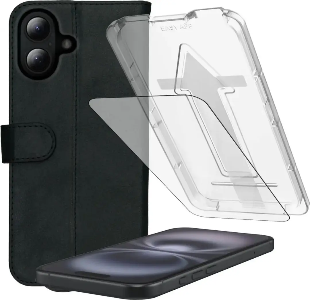 Rosso Deluxe Hoesje + Tempered Glass Geschikt voor Apple iPhone 16