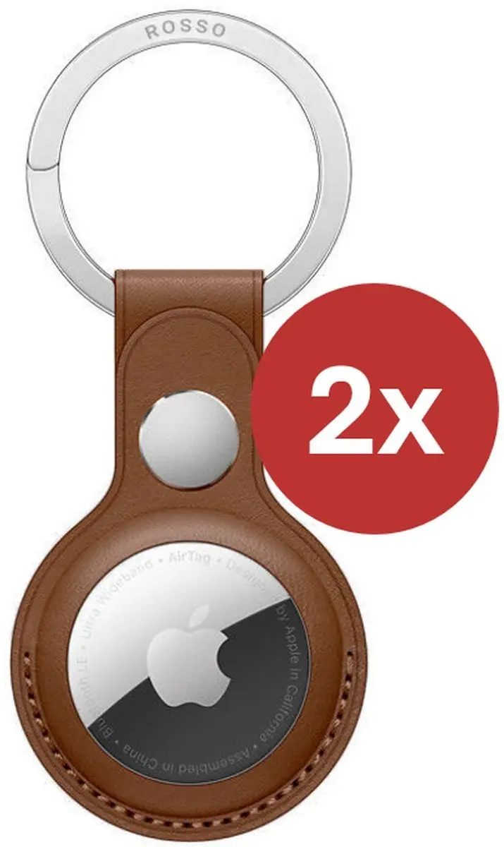 Rosso Element Hoesje Apple AirTag Sleutelhanger - 2 Stuks - Bruin