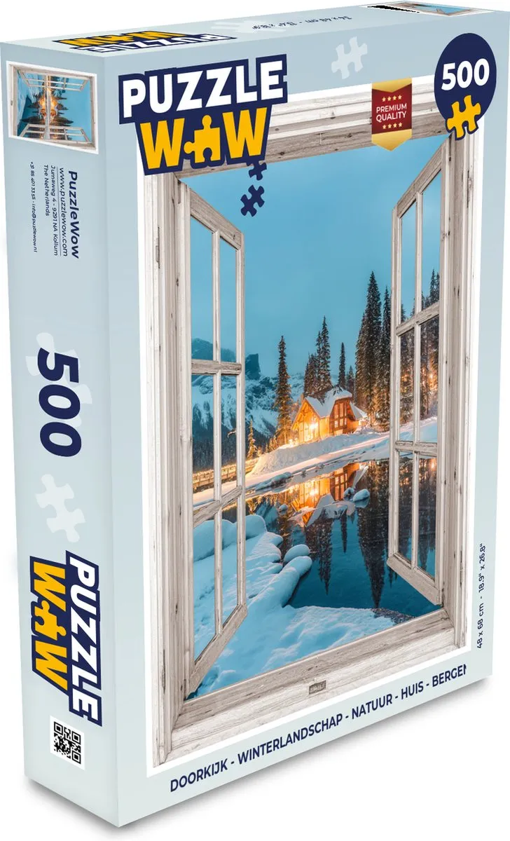 PuzzleWow Doorkijk Winterlandschap Legpuzzel 500 Stuks - Bergmeer