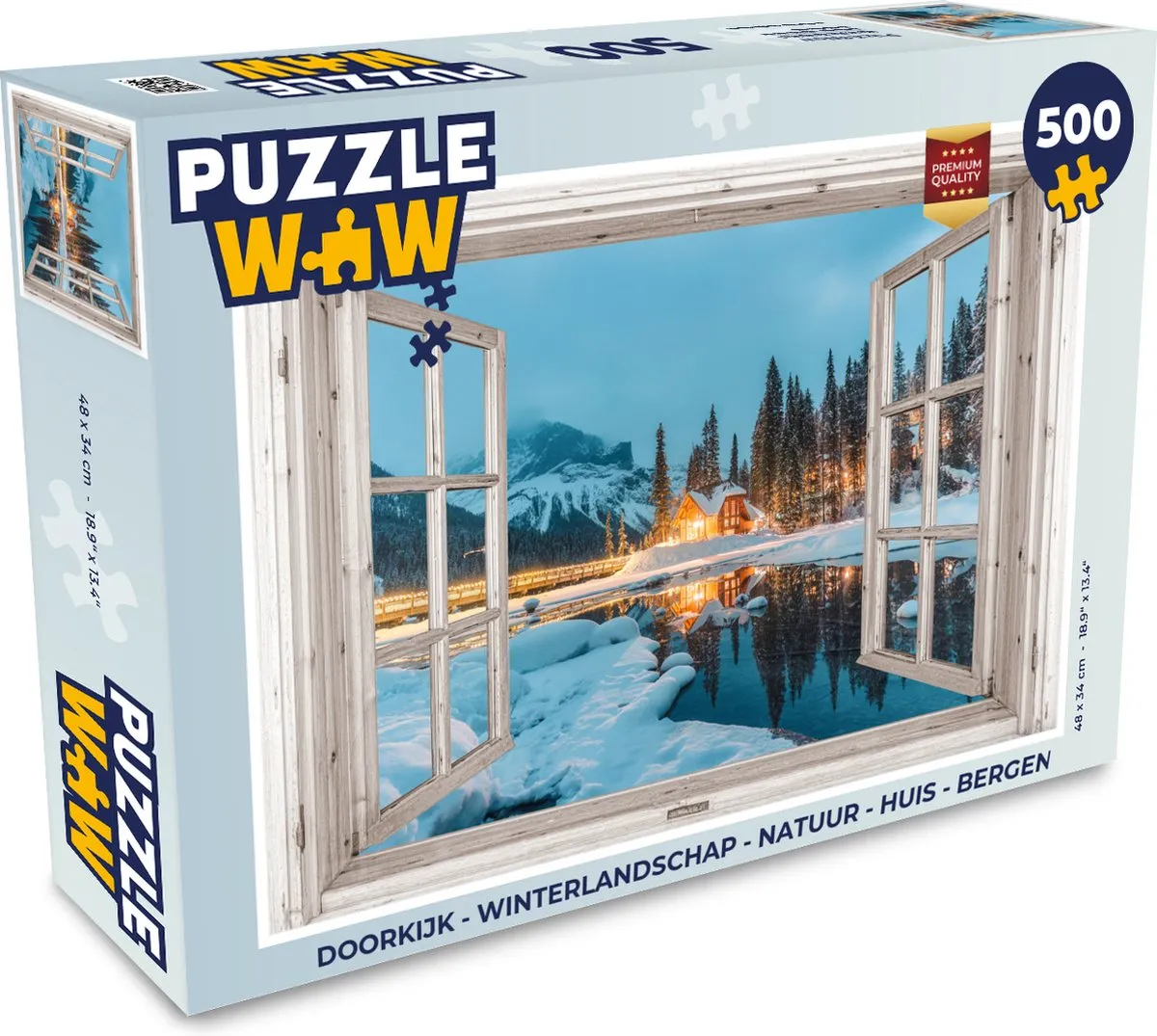 PuzzleWow Doorkijk Winterlandschap Legpuzzel 500 Stuks - Bergmeer