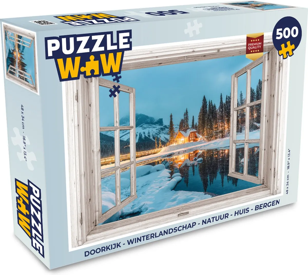 PuzzleWow Doorkijk Winterlandschap Legpuzzel 500 Stuks - Bergmeer