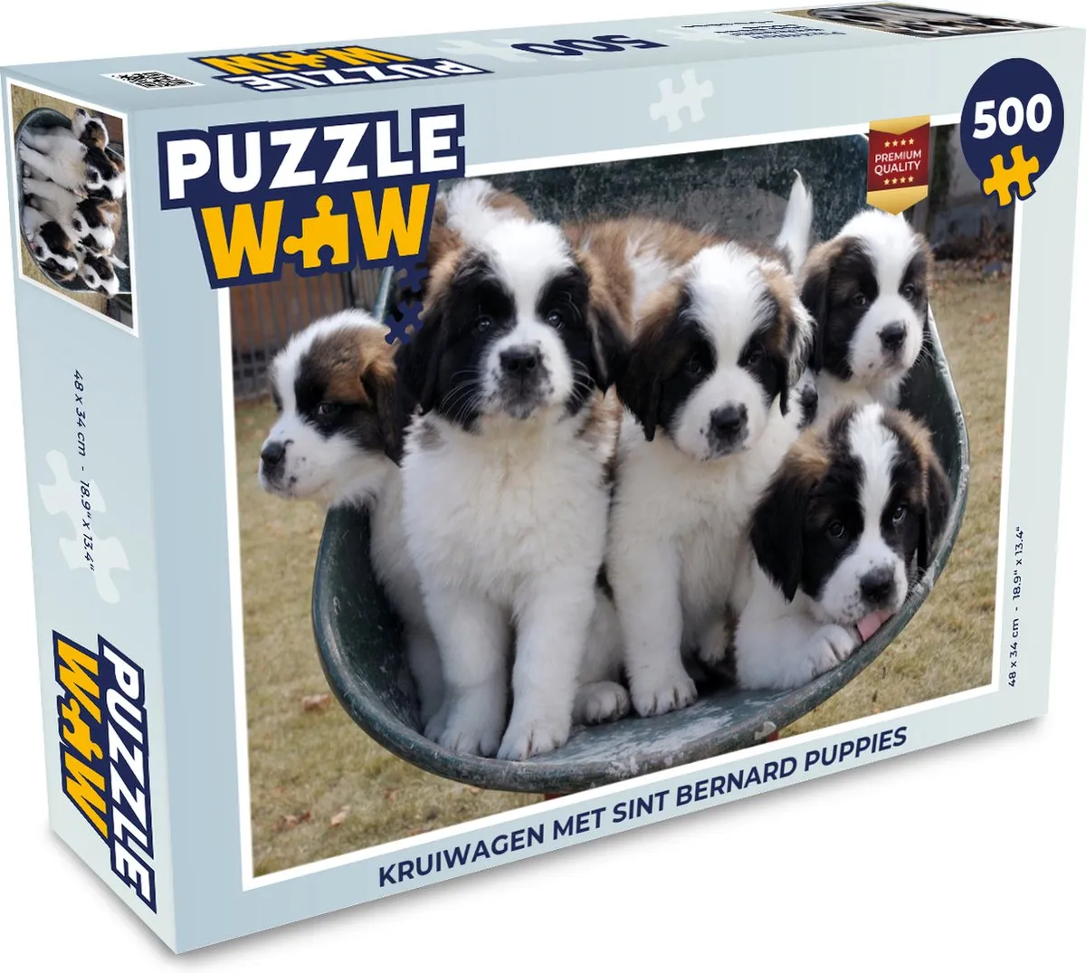 PuzzleWow Kruiwagen Sint Bernard Puppies Legpuzzel 500 Stuks