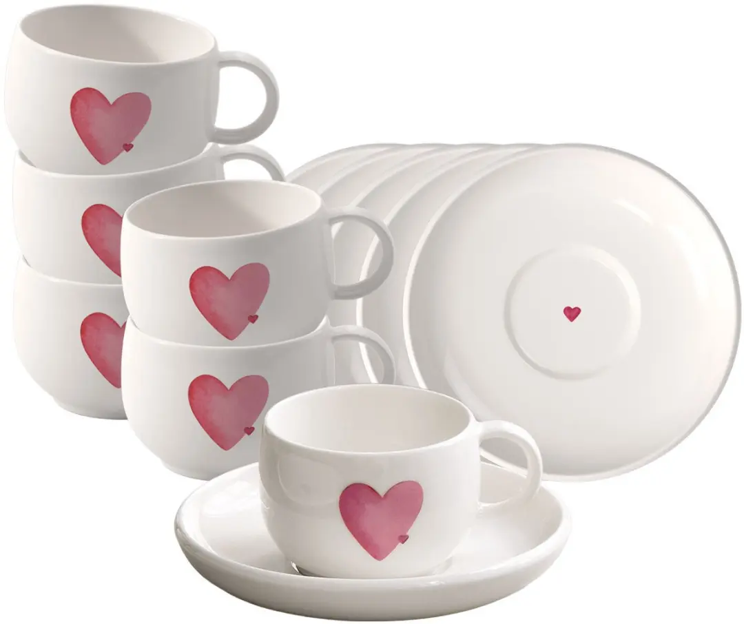 Espressotassen mit Untertassen With Love 60 ml Set van 6